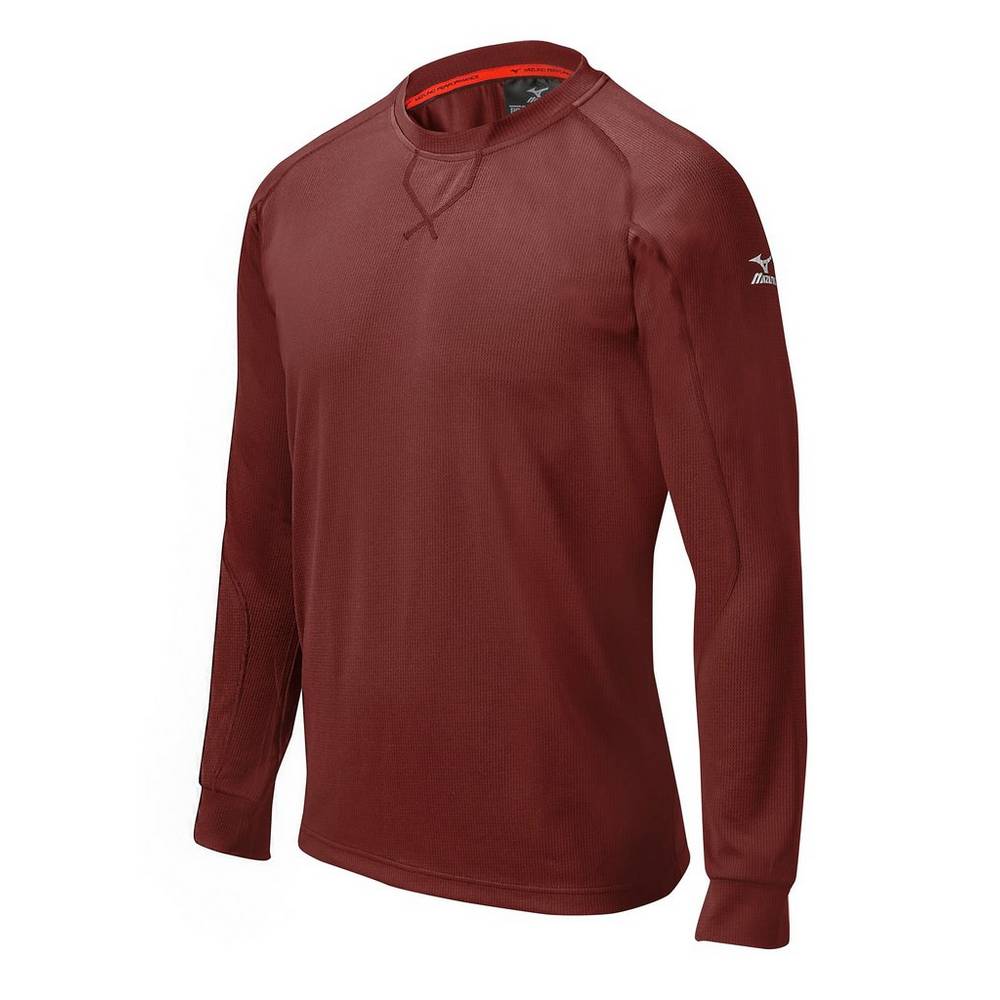 Maglie Running Mizuno Baseball Comp Long Sleeve Training Uomo - Bordeaux - 17406-NHDQ